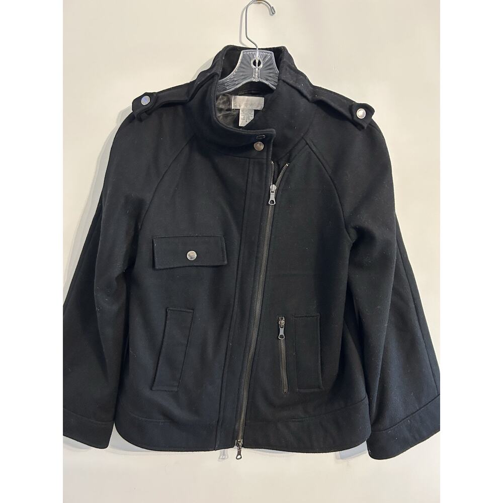 Soft Surroundings Small Black Wool Blend Moto Style Jacket S Lined Zip EUC